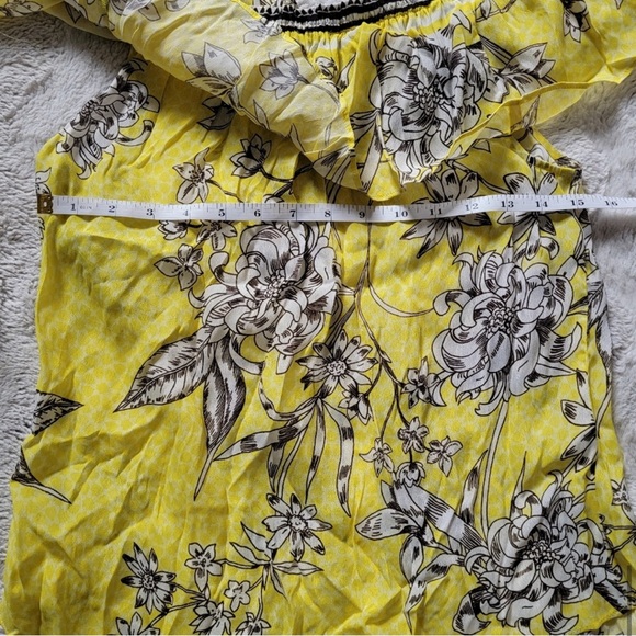 Hale Bob Yellow Off The Shoulder White Flower Print Blouse New Size S - Picture 5 of 5